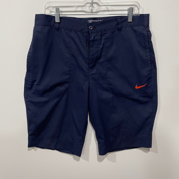 Nike Golf Sport Dri-FIT Shorts Mens Size 33 Blue Orange Logo Golfing - Picture 1 of 9